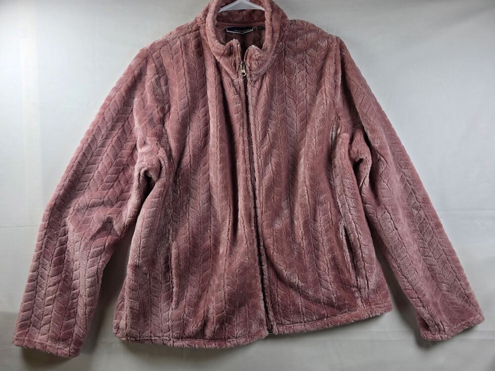 Jason Maxwell Women's Plush Faux Fur Mauve Zip Jacket Size XL